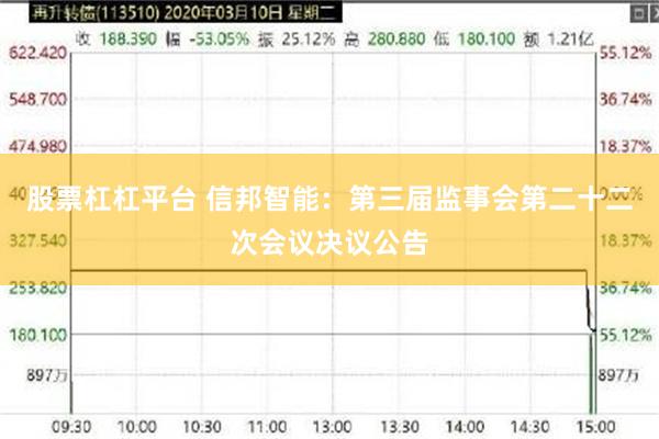 股票杠杠平台 信邦智能：第三届监事会第二十二次会议决议公告