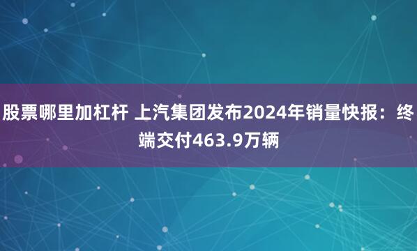 股票哪里加杠杆 上汽集团发布2024年销量快报：终端交付463.9万辆