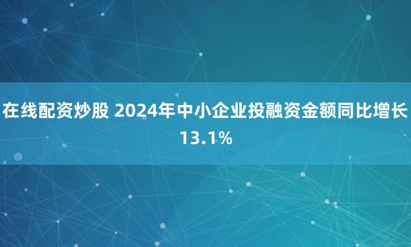 在线配资炒股 2024年中小企业投融资金额同比增长13.1%